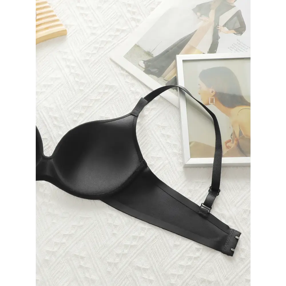 Sexy lingerie black bra from The Lady's Haven Boutique with smooth cups and adjustable straps