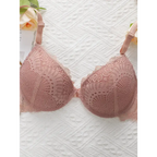 The Lady's Haven Boutique sexy lingerie embroidered lace bra in soft pink with intricate floral design