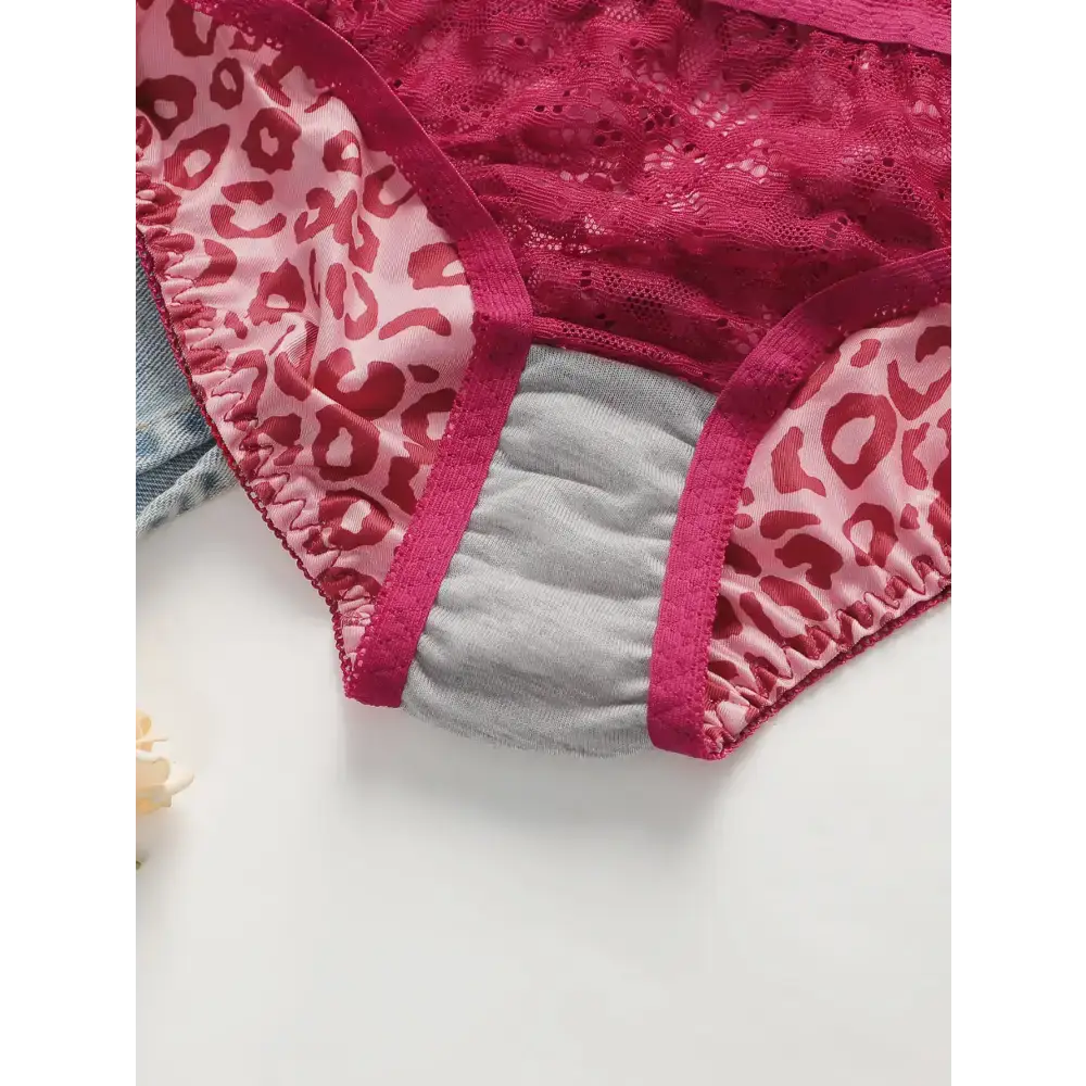 Sexy pink leopard print lingerie set with lace detail and soft fabric from The Lady's Haven Boutique