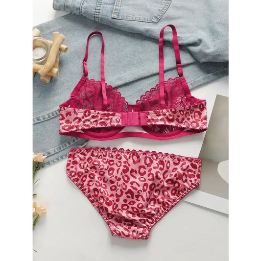 Sexy Pink Leopard Print Lingerie Set - The Lady's Haven Boutique