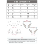 Size comparison chart for sexy pink leopard print lingerie set with measurements in centimeters and inches
