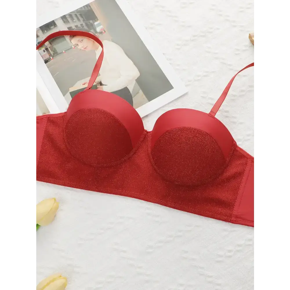 Sexy red bra and panty set featuring a padded red bra with adjustable straps from The Lady's Haven Boutique