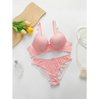 The Lady's Haven Boutique pink sexy underwire bra and panty set with subtle leopard print and decorative bows