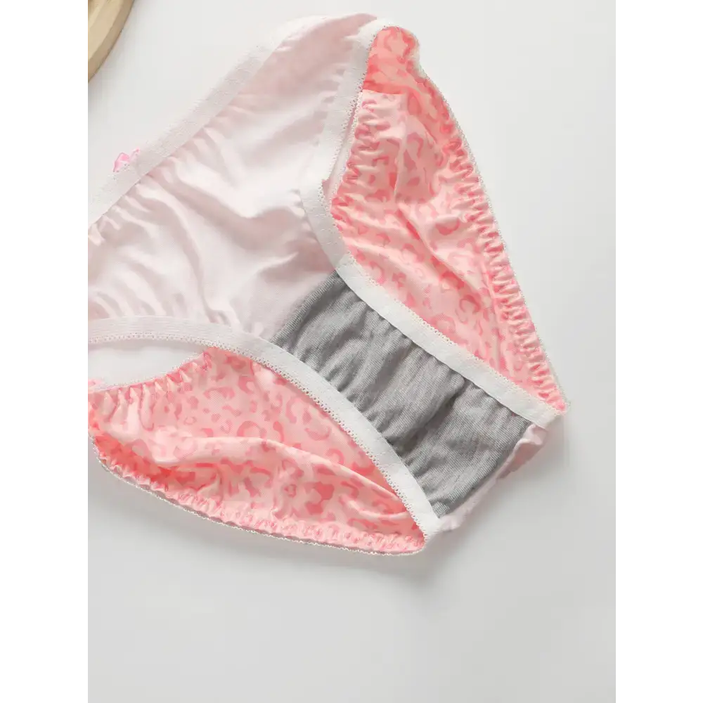 Pink and gray women's panty with leopard print design from The Lady's Haven Boutique sexy underwire bra and panty set