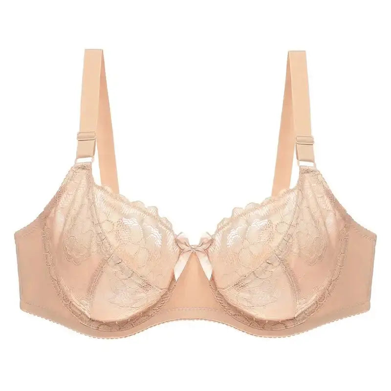 Sexy Unlined Thin Lace Bra for Women Big Cup Plus Size Full Coverage Soft Underwear Brassiere - The Lady's Haven Boutique