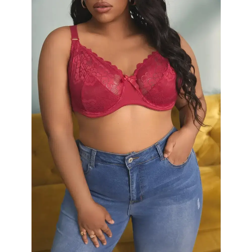 Sexy Unlined Thin Lace Bra for Women Big Cup Plus Size Full Coverage Soft Underwear Brassiere - The Lady's Haven Boutique