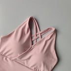 Stylish pink shockproof crop top for women with strappy design perfect for active wear