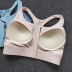 Two colors of shockproof padded gym bra for women with supportive design for workouts