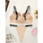 Nude small chest lifting underwear set with black love secret straps from The Lady's Haven Boutique