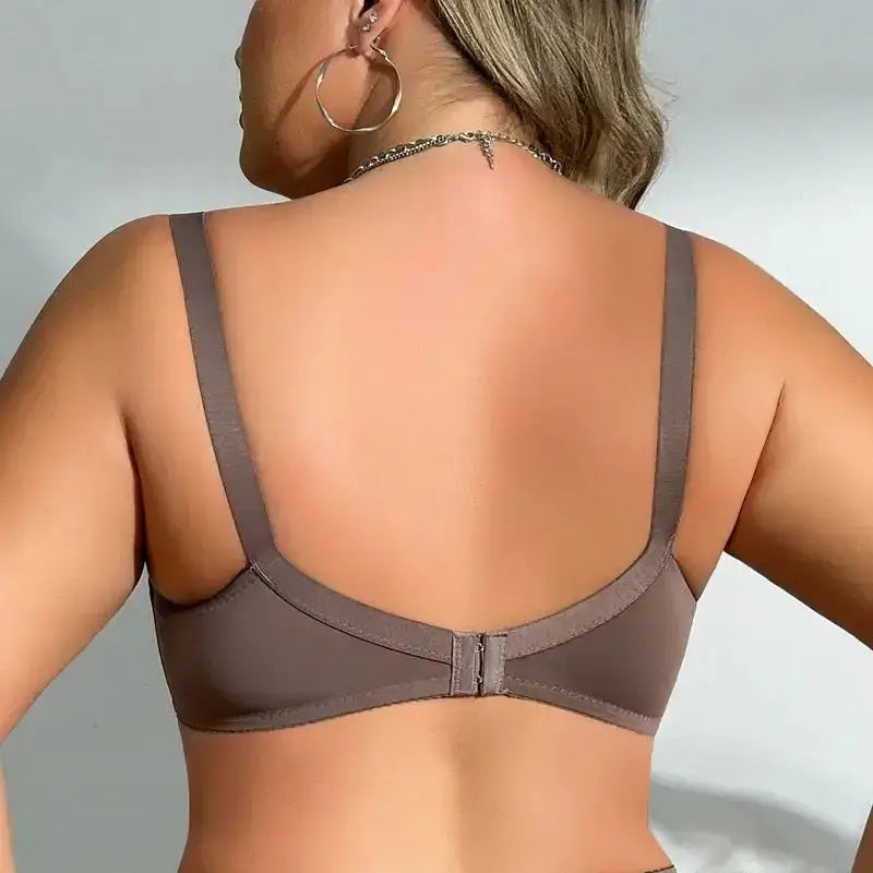 Solid Color Floral Lace Lingerie Plus Size for Woman Thin Bra with wire without Foam