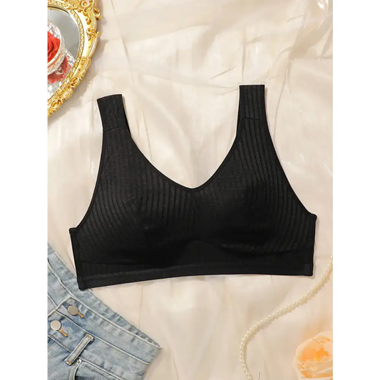 Solid Color Striped Plus Size Lingerie Bra - The Lady's Haven Boutique