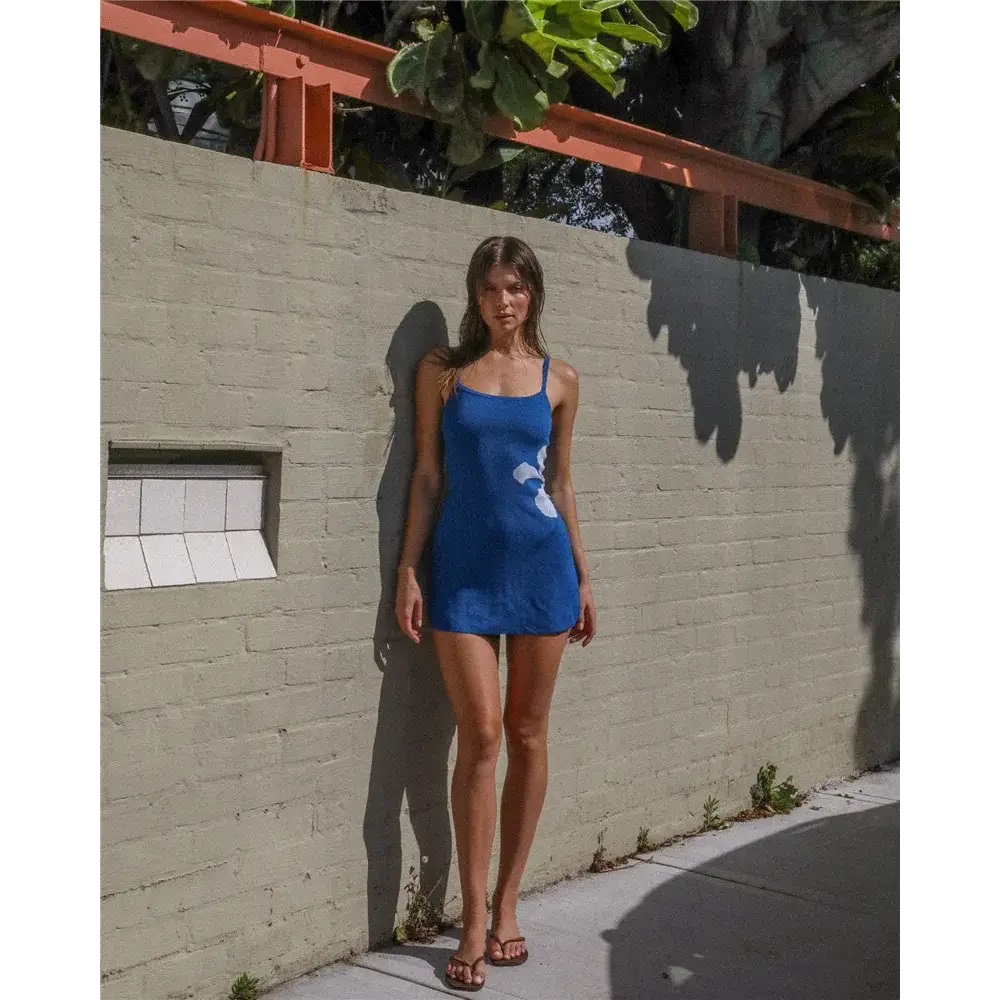 Mozision Spaghetti Strap Print Knit Mini Dress For Woman Robe Summer New Sleeveless Backless Beach Holiday Club Dress