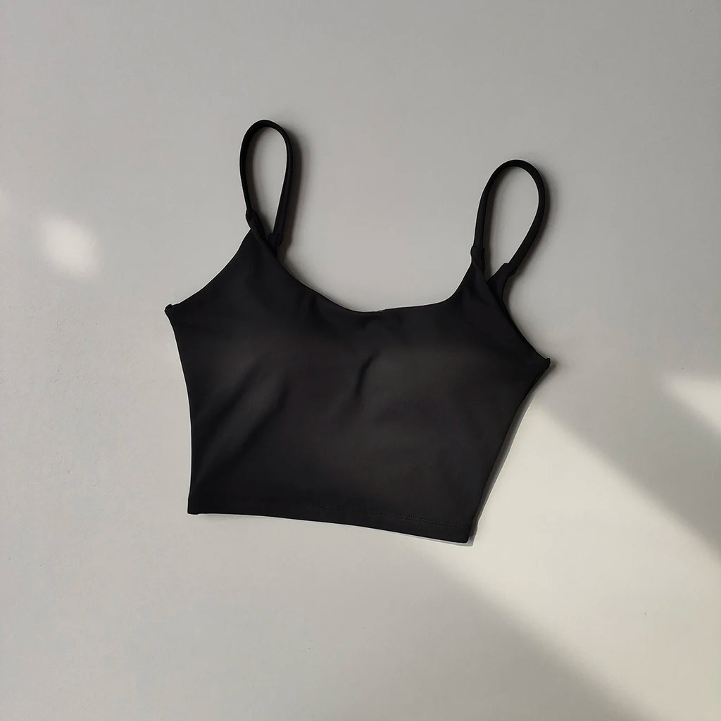 Black sports underwear for ladies with adjustable straps for comfortable support during workouts