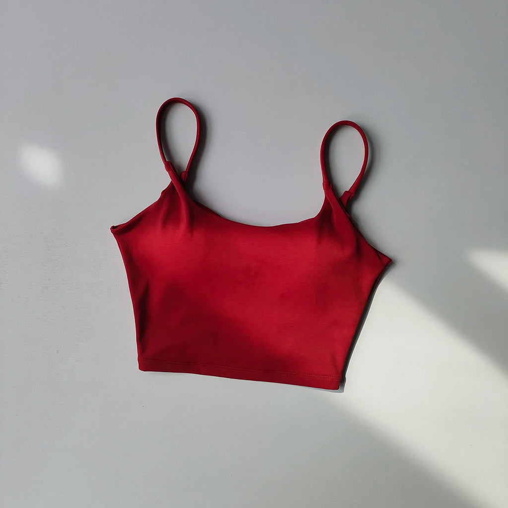 Red crop top for women, ideal for comfortable sports underwear for ladies during workouts