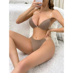 Strapless Bra and Thong with Transparent Straps Front Closure Lingerie Push Up Bra with Wire 32B-38B 32C-36C 7122-T-Set