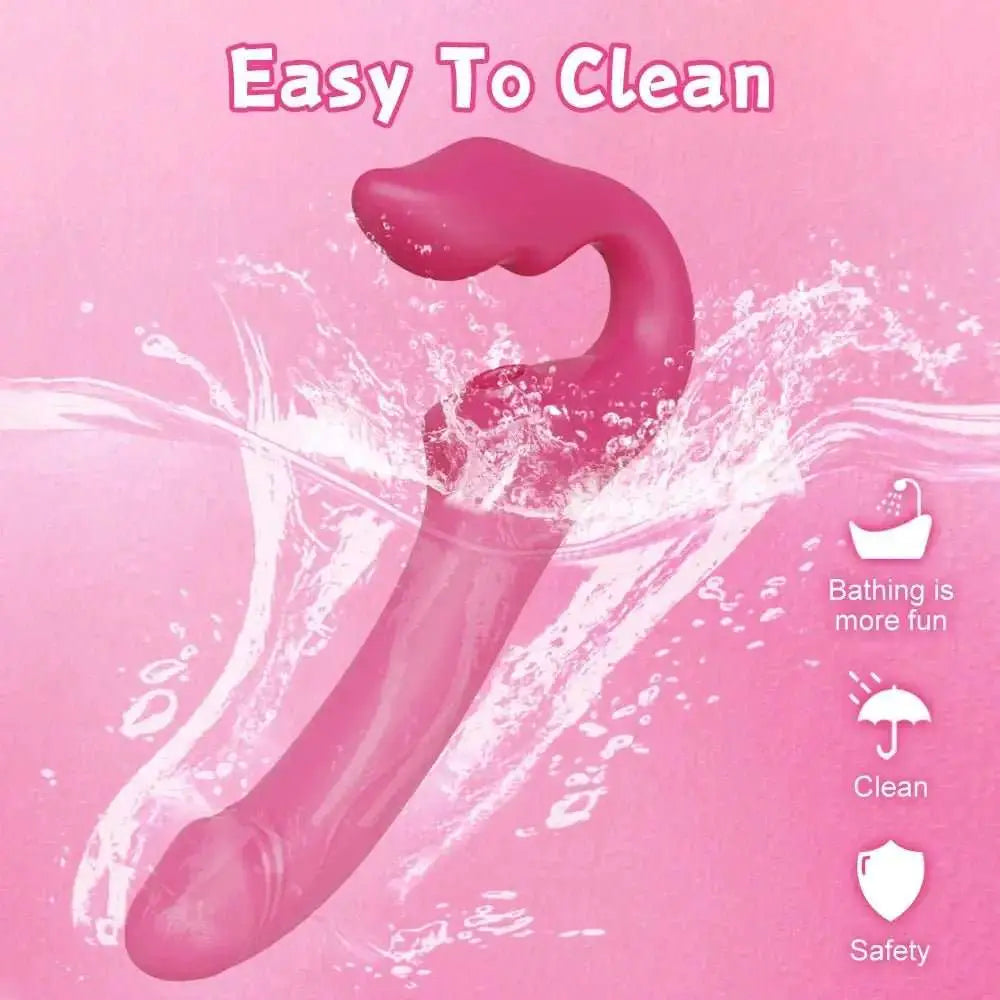 Strapless Strap On G Spot Dildo Vibrator Double - Ended Vibrating Flapping Vibrators Adult Sex Toys for Women Lesbians Couples Gay - The Lady's Haven
