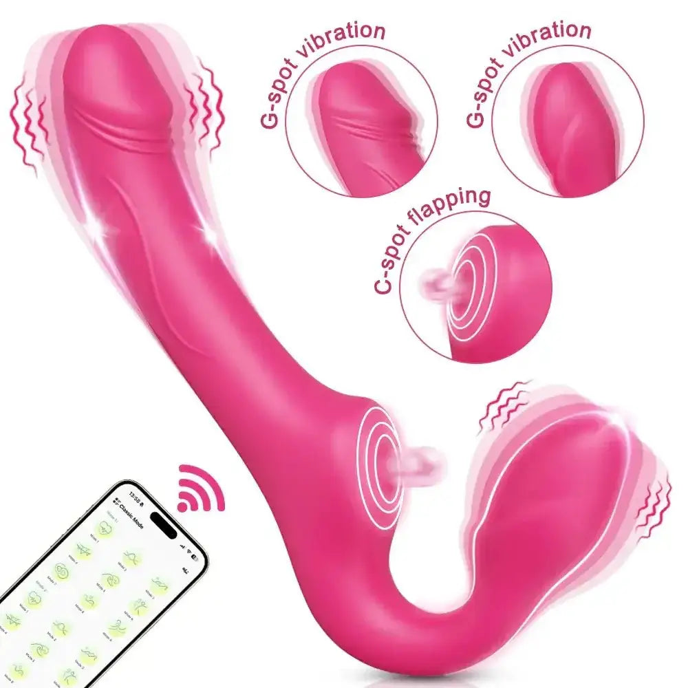 Strapless Strap On G Spot Dildo Vibrator Double - Ended Vibrating Flapping Vibrators Adult Sex Toys for Women Lesbians Couples Gay - The Lady's Haven