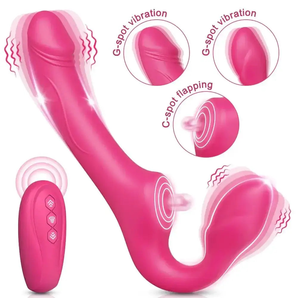 Strapless Strap On G Spot Dildo Vibrator Double - Ended Vibrating Flapping Vibrators Adult Sex Toys for Women Lesbians Couples Gay - The Lady's Haven