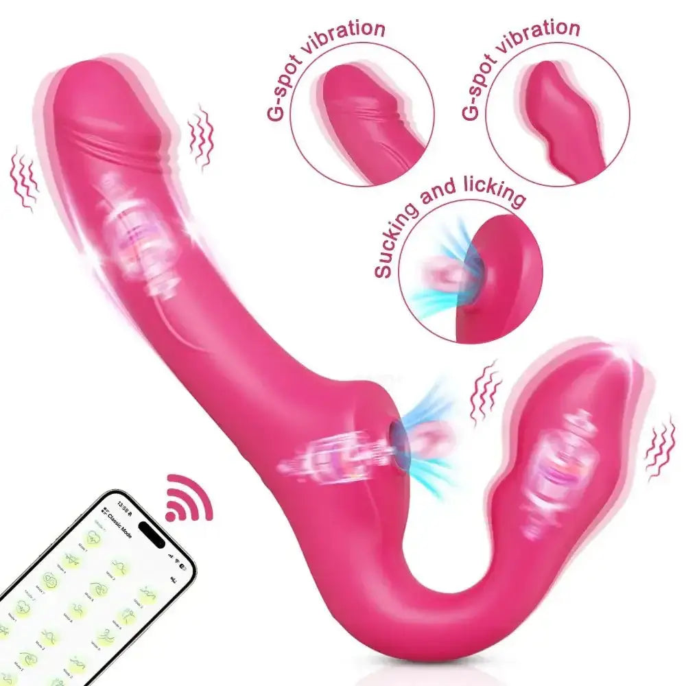 Strapless Strap On G Spot Dildo Vibrator Double - Ended Vibrating Flapping Vibrators Adult Sex Toys for Women Lesbians Couples Gay - The Lady's Haven