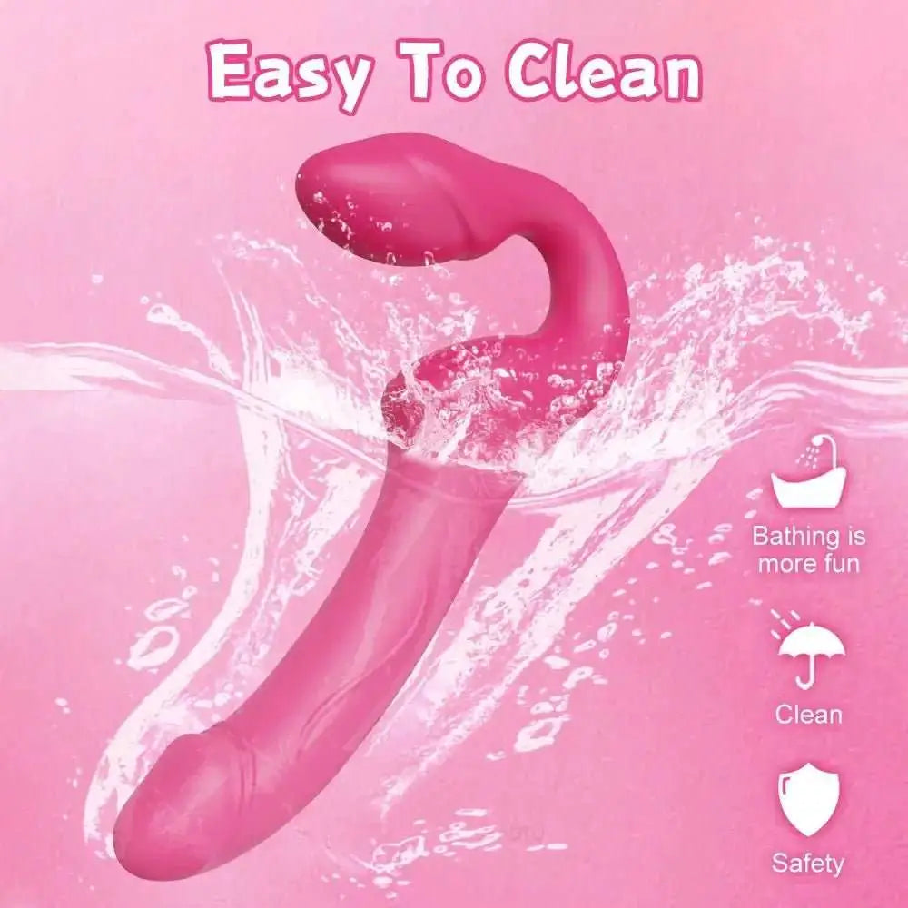 Strapless Strap On G Spot Dildo Vibrator Double - Ended Vibrating Flapping Vibrators Adult Sex Toys for Women Lesbians Couples Gay - The Lady's Haven
