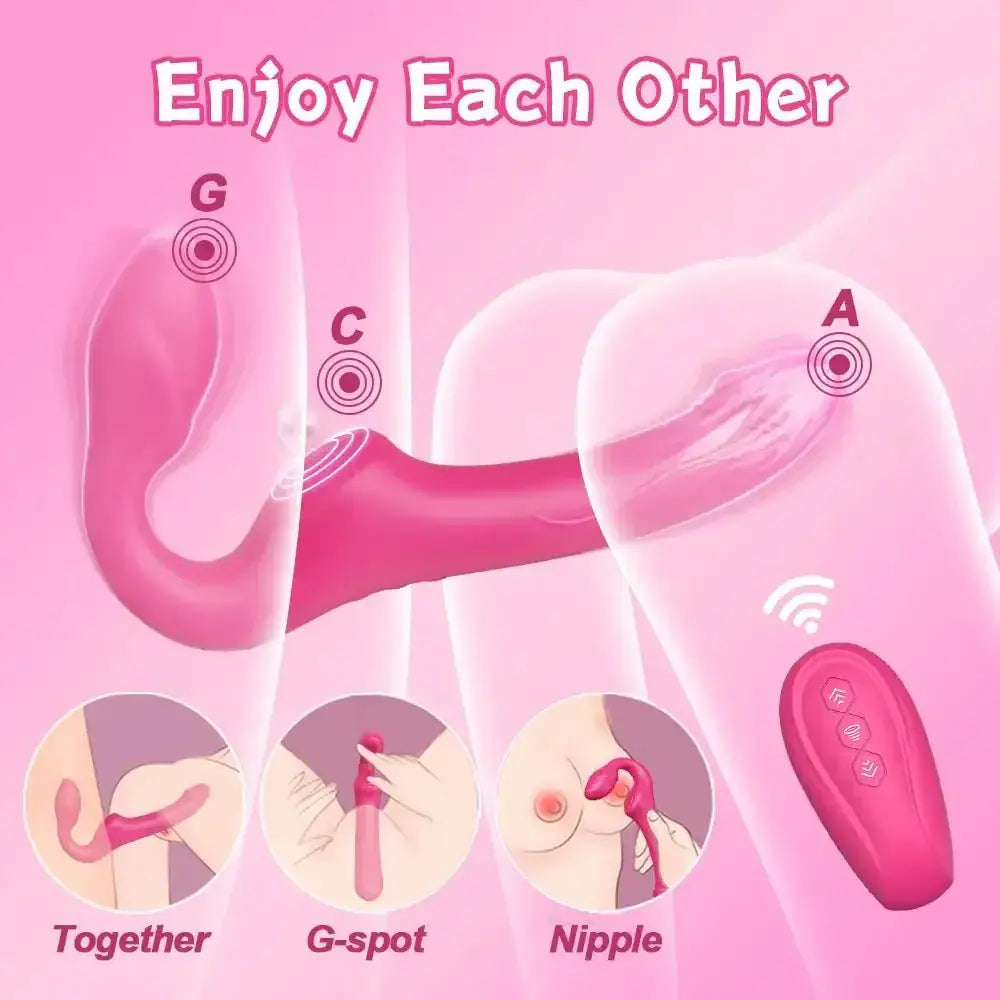 Strapless Strap On G Spot Dildo Vibrator Double - Ended Vibrating Flapping Vibrators Adult Sex Toys for Women Lesbians Couples Gay - The Lady's Haven