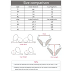Size chart and measurement guide for striped adjustable push up bra showing under bust and cup height in cm and inches