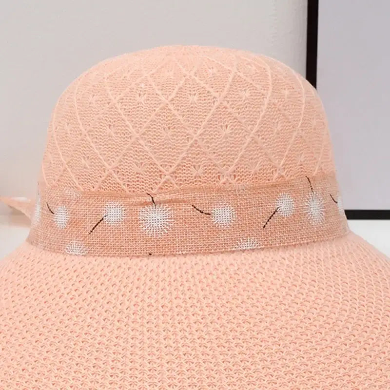 Summer Girls Sun Hats Wide Brim Bowknot Straw Hat with Ribbon Outdoor Sun Protection Women Hats Soild Color Ladies