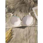 The Lady's Haven Boutique summer leaf print lingerie set white bra with adjustable straps on soft fur