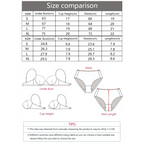 Size chart and measurement guide for summer leaf print lingerie set showing bust, cup height, waist, and length dimensions