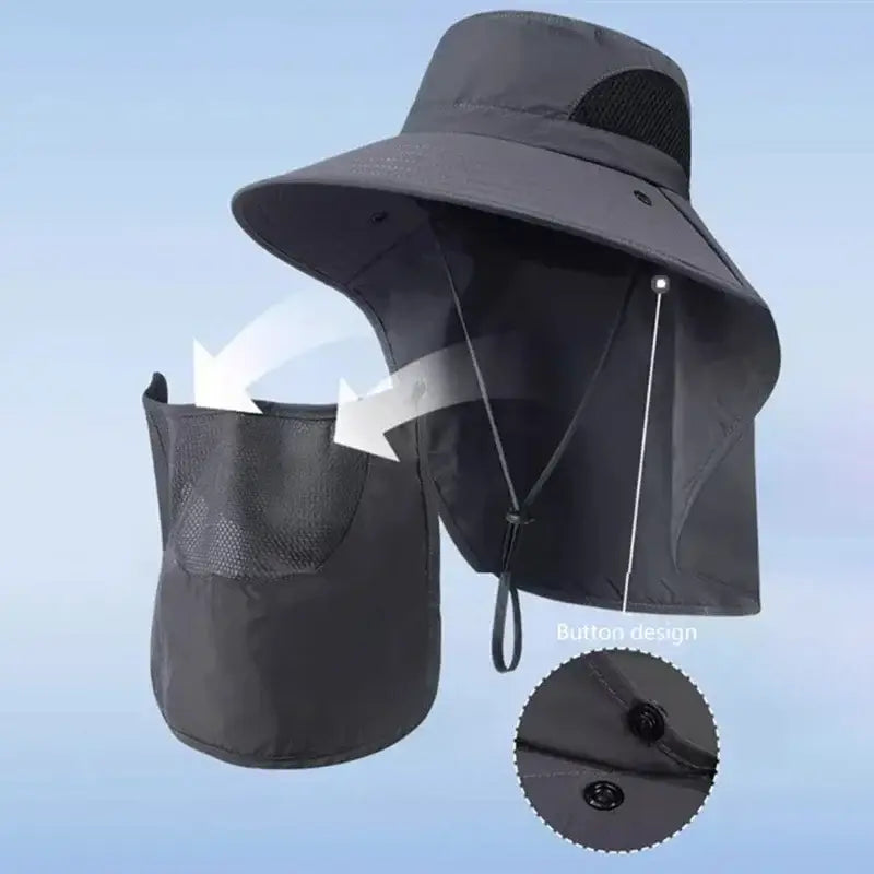 Summer Sun Hats UV Protection Outdoor Hunting Fishing Cap For Men Women Hiking Camping Visor Bucket Hat Neck Flap