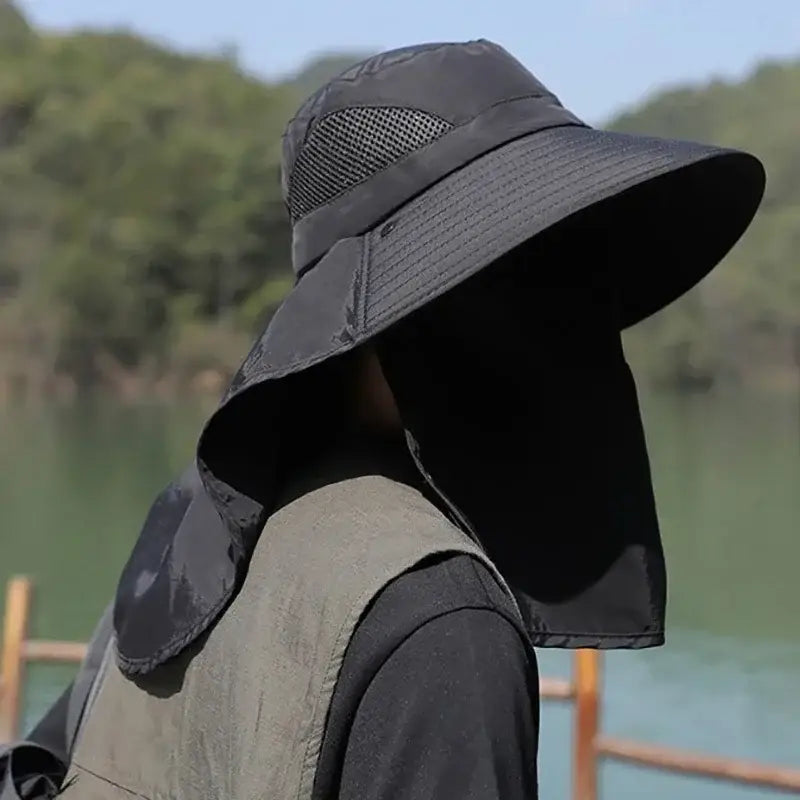 Summer Sun Hats UV Protection Outdoor Hunting Fishing Cap For Men Women Hiking Camping Visor Bucket Hat Neck Flap