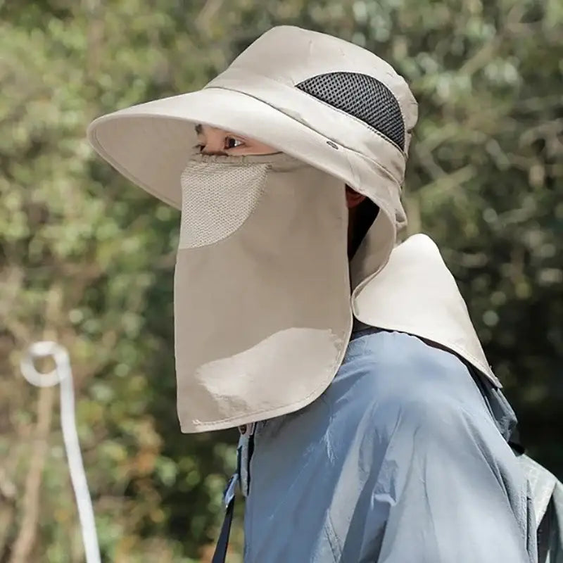 Summer Sun Hats UV Protection Outdoor Hunting Fishing Cap For Men Women Hiking Camping Visor Bucket Hat Neck Flap