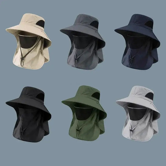 Summer Sun Hats UV Protection Outdoor Hunting Fishing Cap For Men Women Hiking Camping Visor Bucket Hat Neck Flap