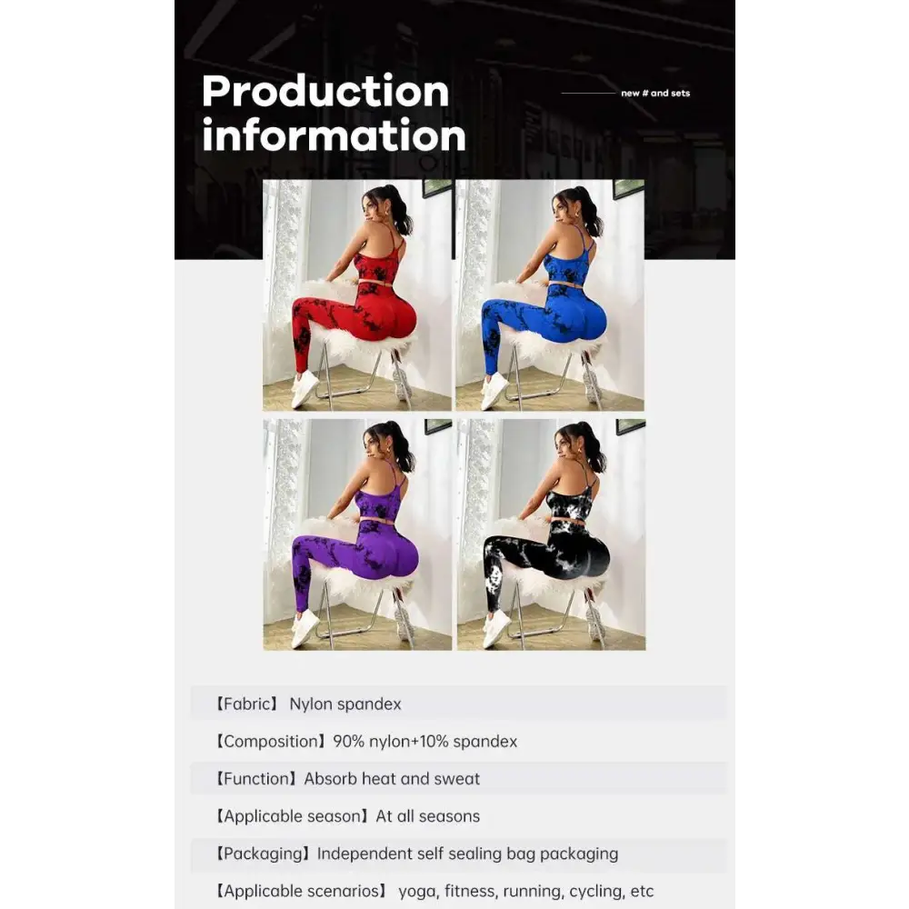 Stylish Tie Dye Yoga Women's Tracksuit Fitness Yoga Sets with seamless bra and high waist leggings by CZGUKEC.