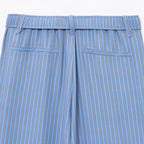 Back view of blue striped pants with elastic waistband from casual summer lounge set by The Lady's Haven Boutique