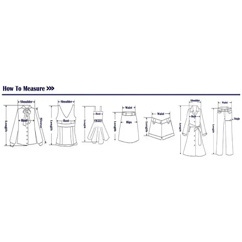 Measurement guide diagram showing how to measure bust, shoulder, waist, hips, and length for casual summer lounge set pieces