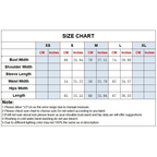 Size chart for off shoulder halter mini dress with measurements in centimeters and inches from XS to XL