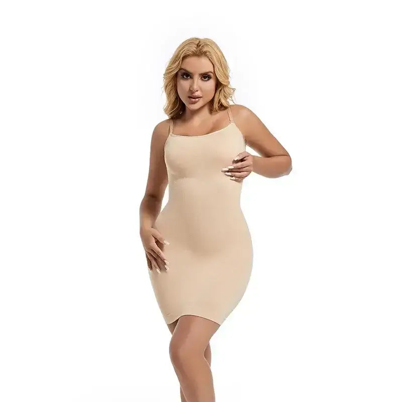 Beige tummy control body shaper for women with adjustable straps by The Lady's Haven Boutique