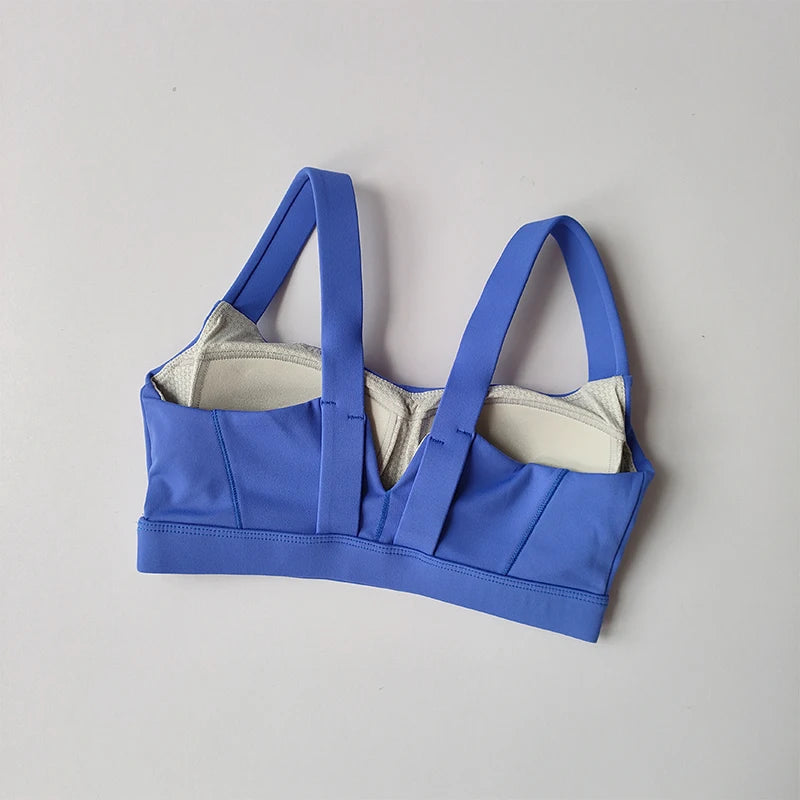Blue sports bra from The Lady's Haven Boutique, part of two piece workout clothing for women