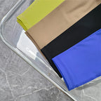 Colorful two piece workout clothing for women featuring green, beige, black, and blue fabric options