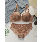 Brown lace 2-piece underwear set with adjustable straps from The Lady's Haven Boutique