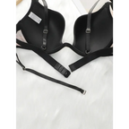 Black fashion leopard bra and underwear set with adjustable straps and hook closure