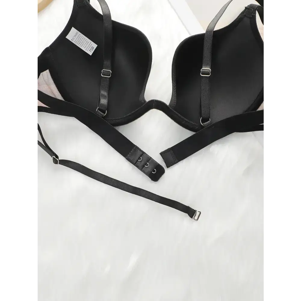 Black fashion leopard bra and underwear set with adjustable straps and hook closure