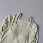 The Lady's Haven Boutique long sleeve yoga crop tops for women in soft light beige fabric