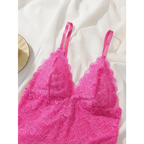 The Lady's Haven Boutique pink lace bralette and panties set with floral lace design and adjustable straps