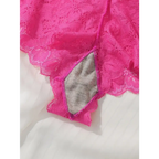 Pink lace bralette and panties set from The Lady's Haven Boutique showing detailed lace fabric