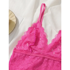 Pink lace bralette and panties set featuring delicate floral lace and adjustable straps