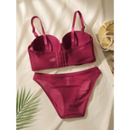 Wine red lingerie set with adjustable straps and matching sheer panties from The Lady's Haven Boutique