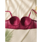 Wine red lingerie set bra with adjustable straps and smooth cups from The Lady's Haven Boutique