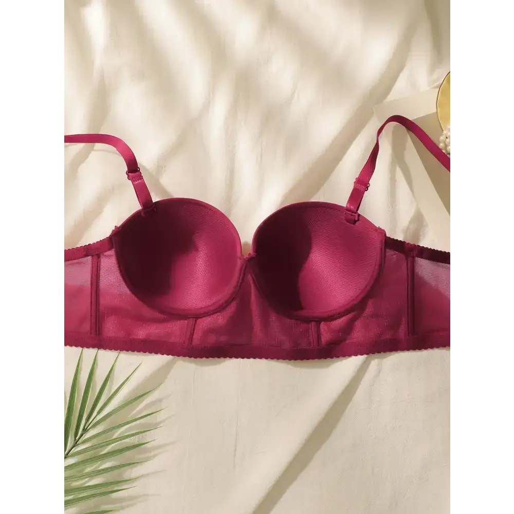Wine red lingerie set bra with adjustable straps and smooth cups from The Lady's Haven Boutique